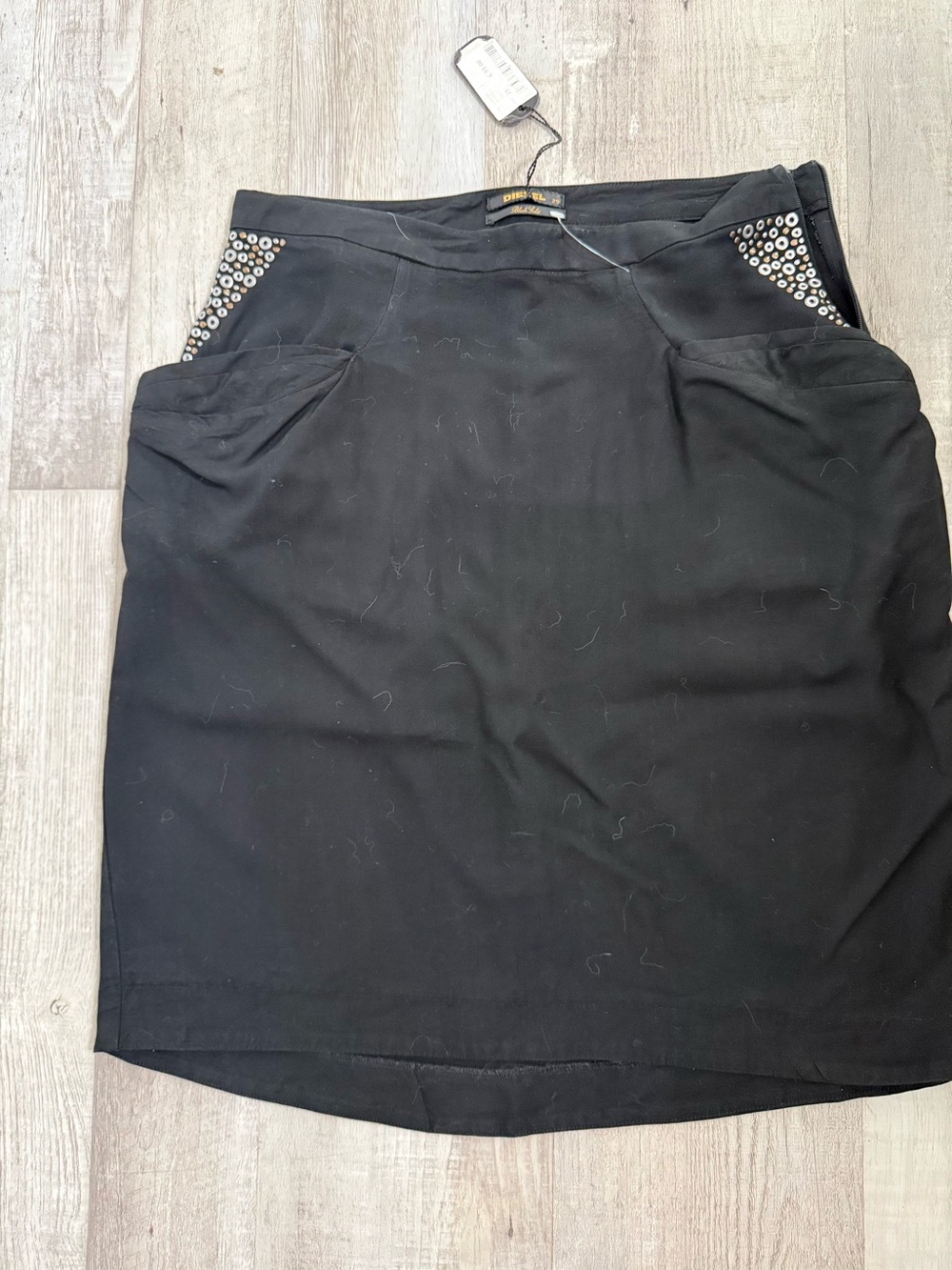 Diesel Black Pencil Skirt with Grommet-Trim Pockets